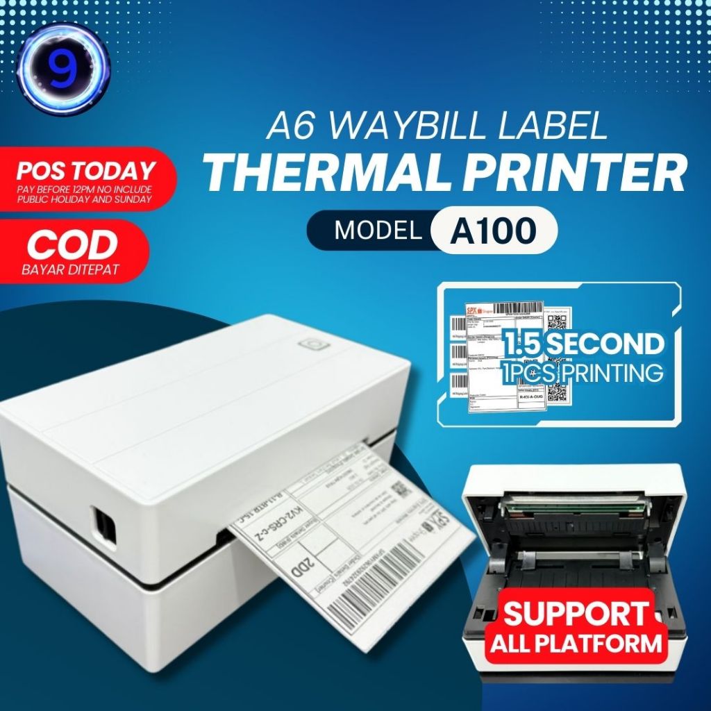A100 - A6 Thermal Printer Waybill Label Bluetooth Shipping Waybil Awb ...
