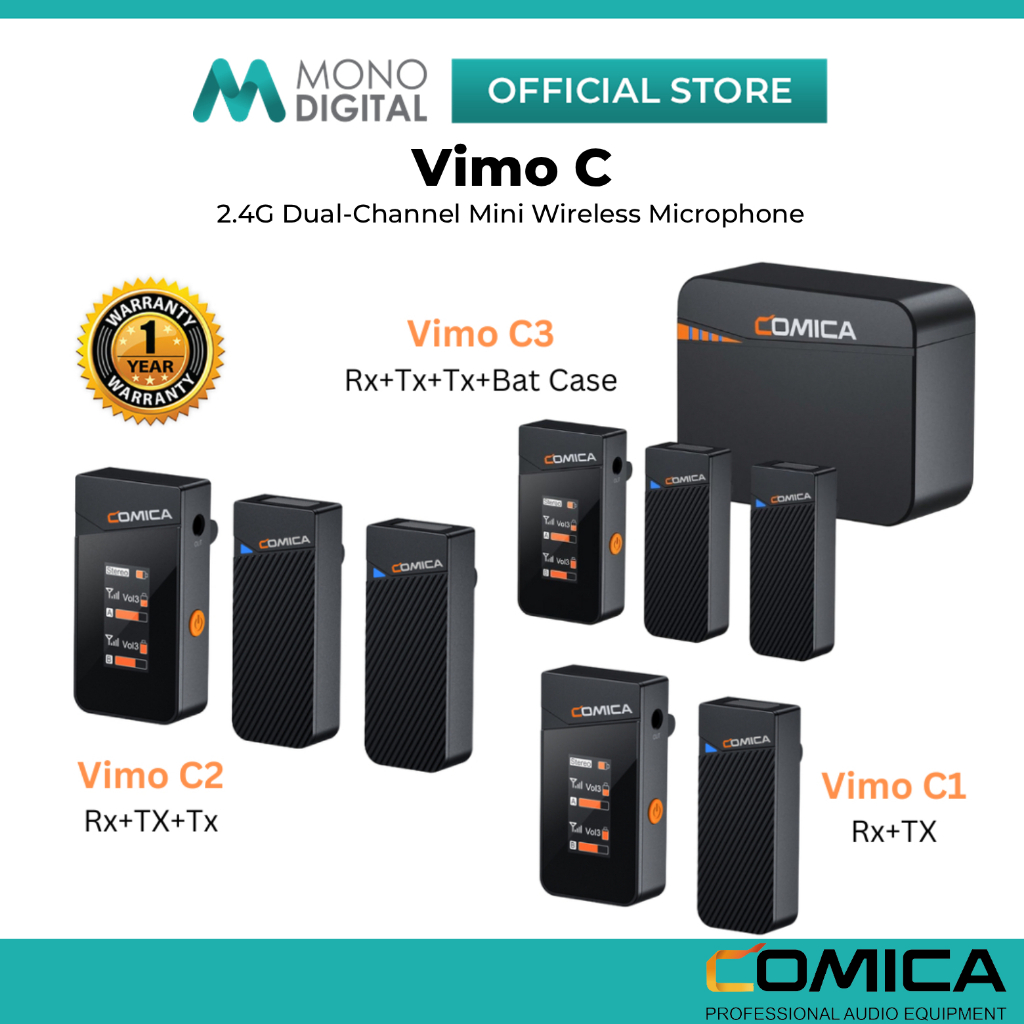 COMICA VIMO C C1/C2/C3 2.4G DUAL CHANNEL MINI WIRELESS MICROPHONE WITH ...