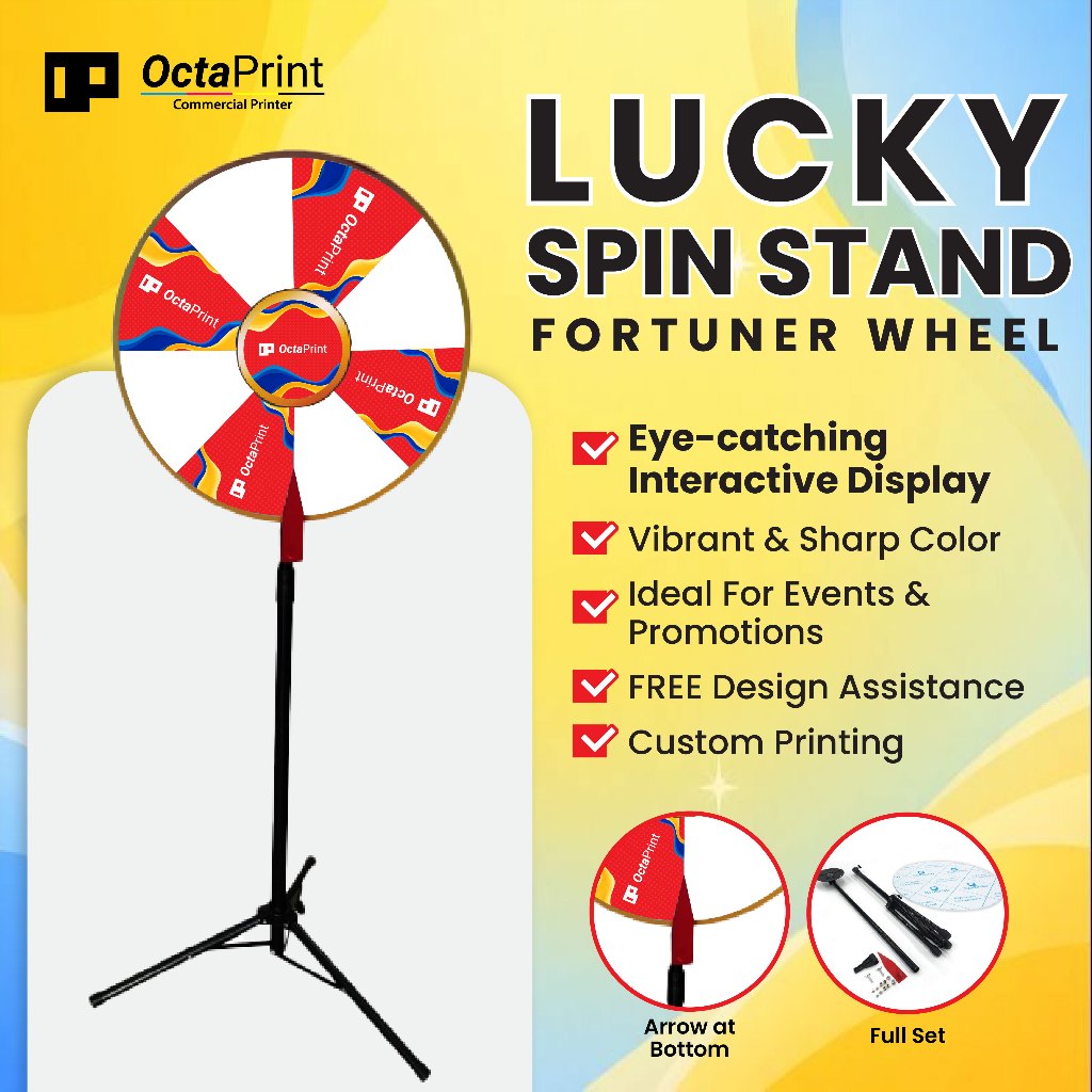 [Ready Stock] Lucky Spin Stand / Fortune Wheel 60CM Full Color Custom ...