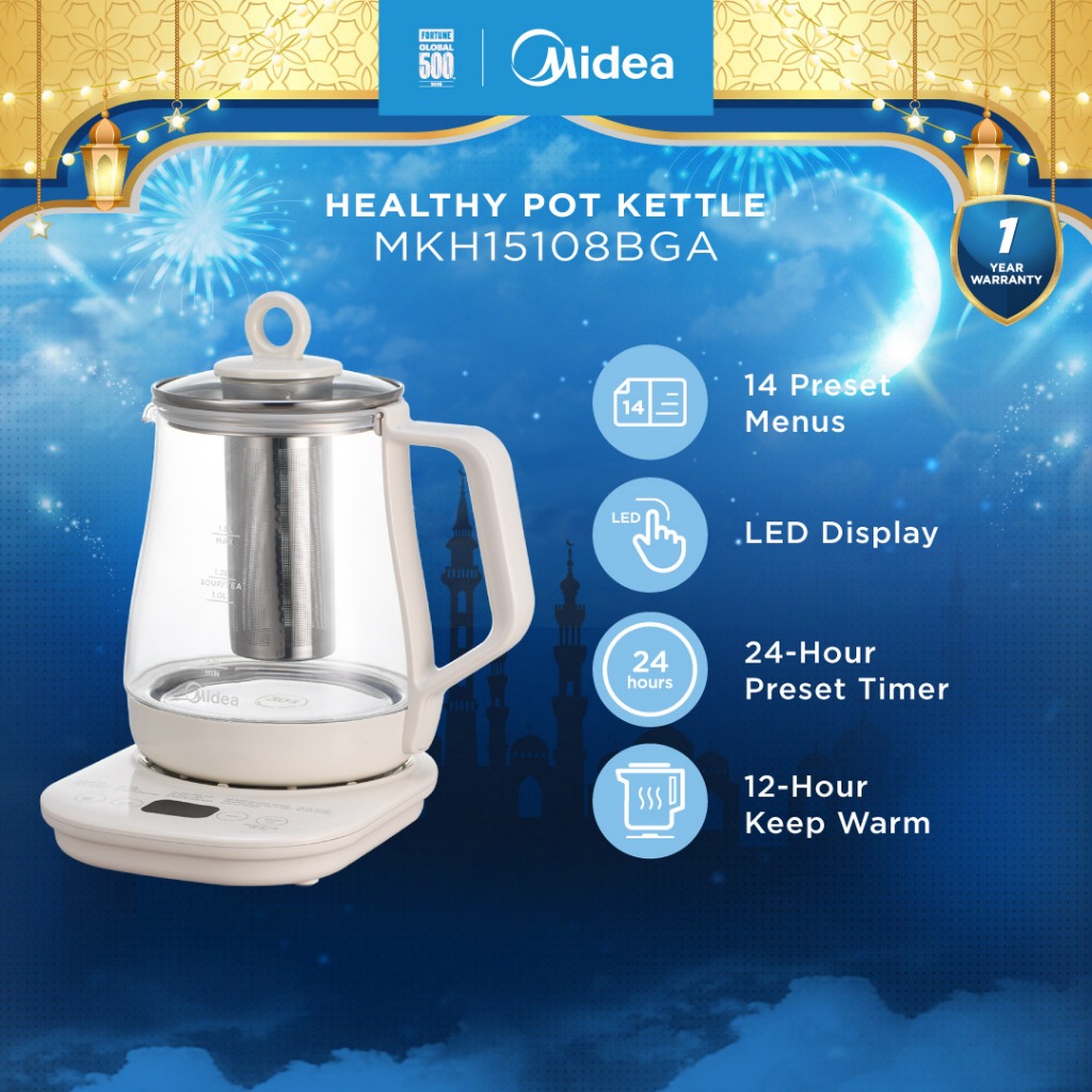 Midea MKH15108BGA 1.5L Healthy Pot Kettle With 14 Preset Programs ...
