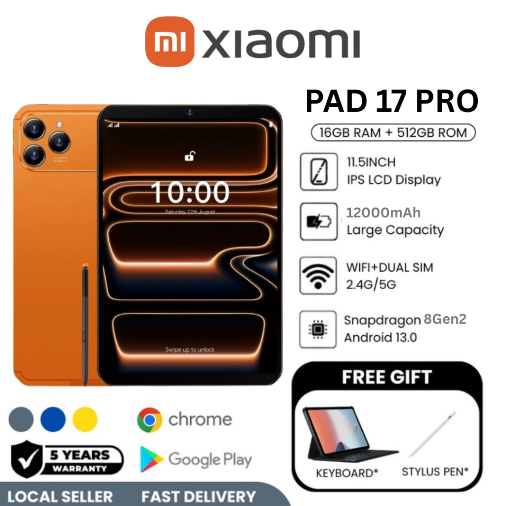 🔥 Xiaomi Pad 17 Pro 16GB+512GB Tablet | 11.6” Display | 12000mAh Battery | FREE Keyboard + Case 🎁 Ready Stock Malaysia