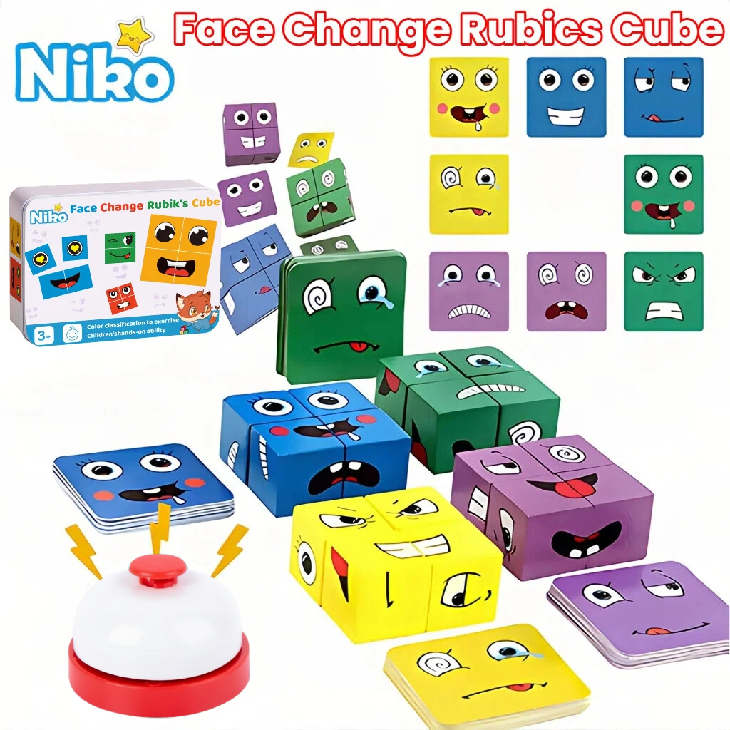 NIKO 72pcs Cards Wooden Face Changing Educational Magic Cube Building ...