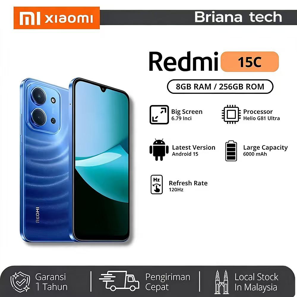 REDMI 15C | Up to 8GB+256GB/massive 6000mAh battery/Immersive 6.9'' display/IP64/smartphone