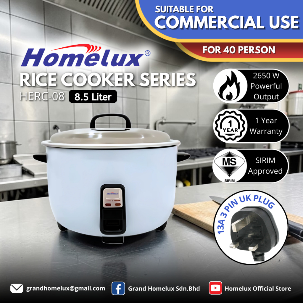 HOMELUX COMMERCIAL ELECTRIC RICE COOKER HERC SERIES HERC-08 PERIUK NASI ...