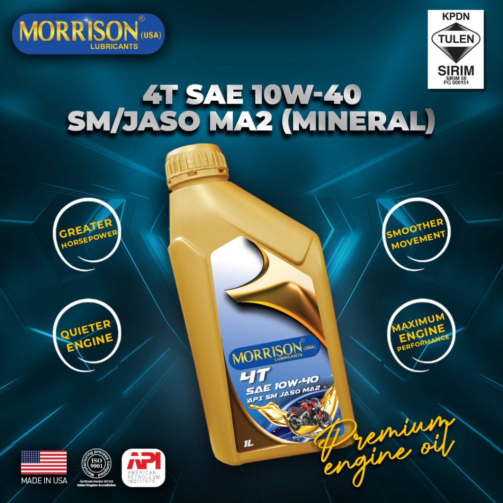 MORRISON MOTORCYCLE 10W-40 SEMI SYNTHETIC 4T NANO TECHNOLOGY FUEL SAVER ...