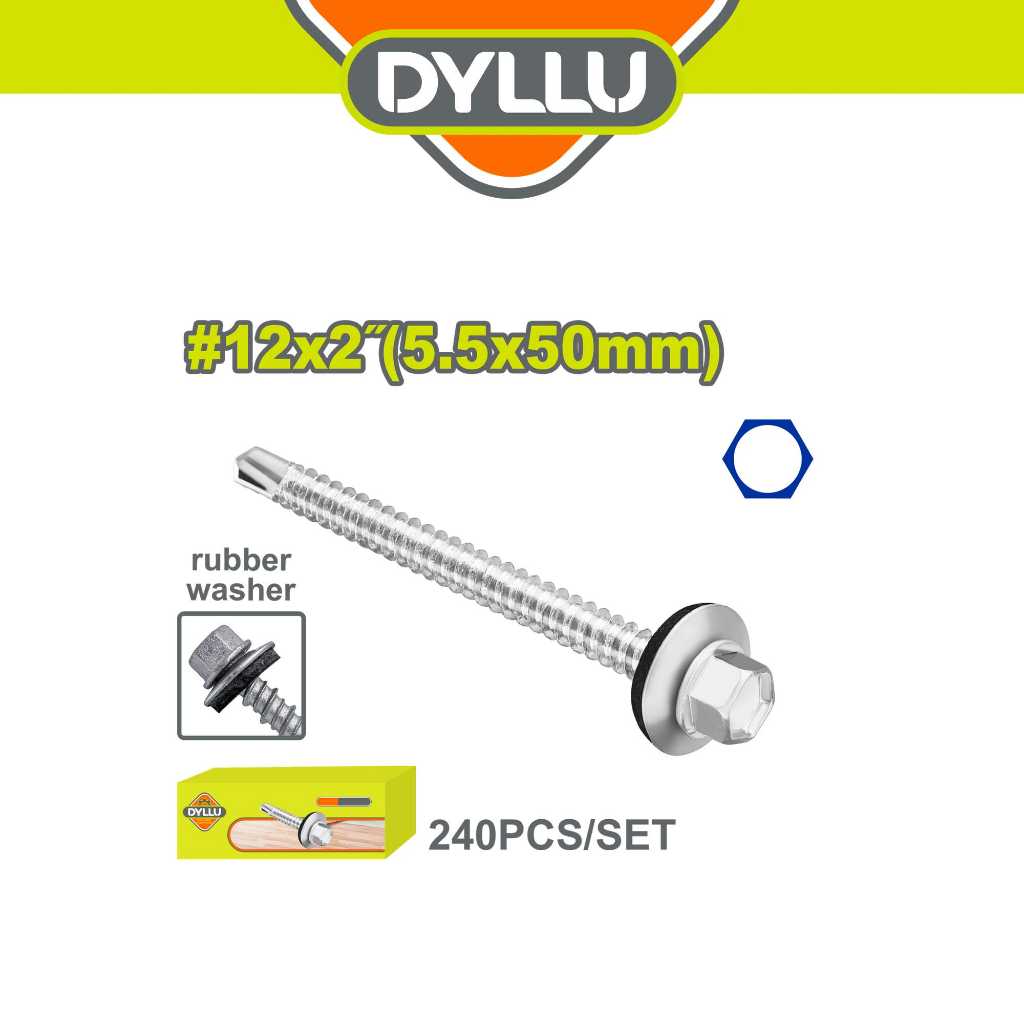 DYLLU Hex Self Drilling Screw With Rubber Washer 12 (19-50mm) | Shopee ...