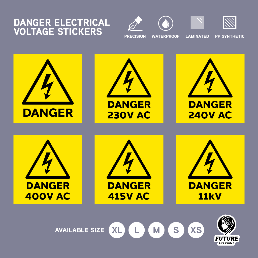 Danger Electric Shock High Voltage. Safety Sticker Label Square. Danger ...