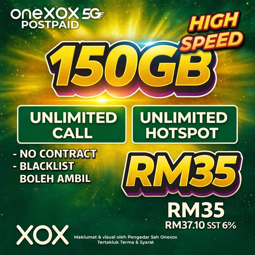 🔥𝗣𝗥𝗢𝗠𝗢🔥 ONEXOX 𝟭𝟱𝟬𝗚𝗕 High Speed Data Simkad | XOX POSTPAID | NO ...