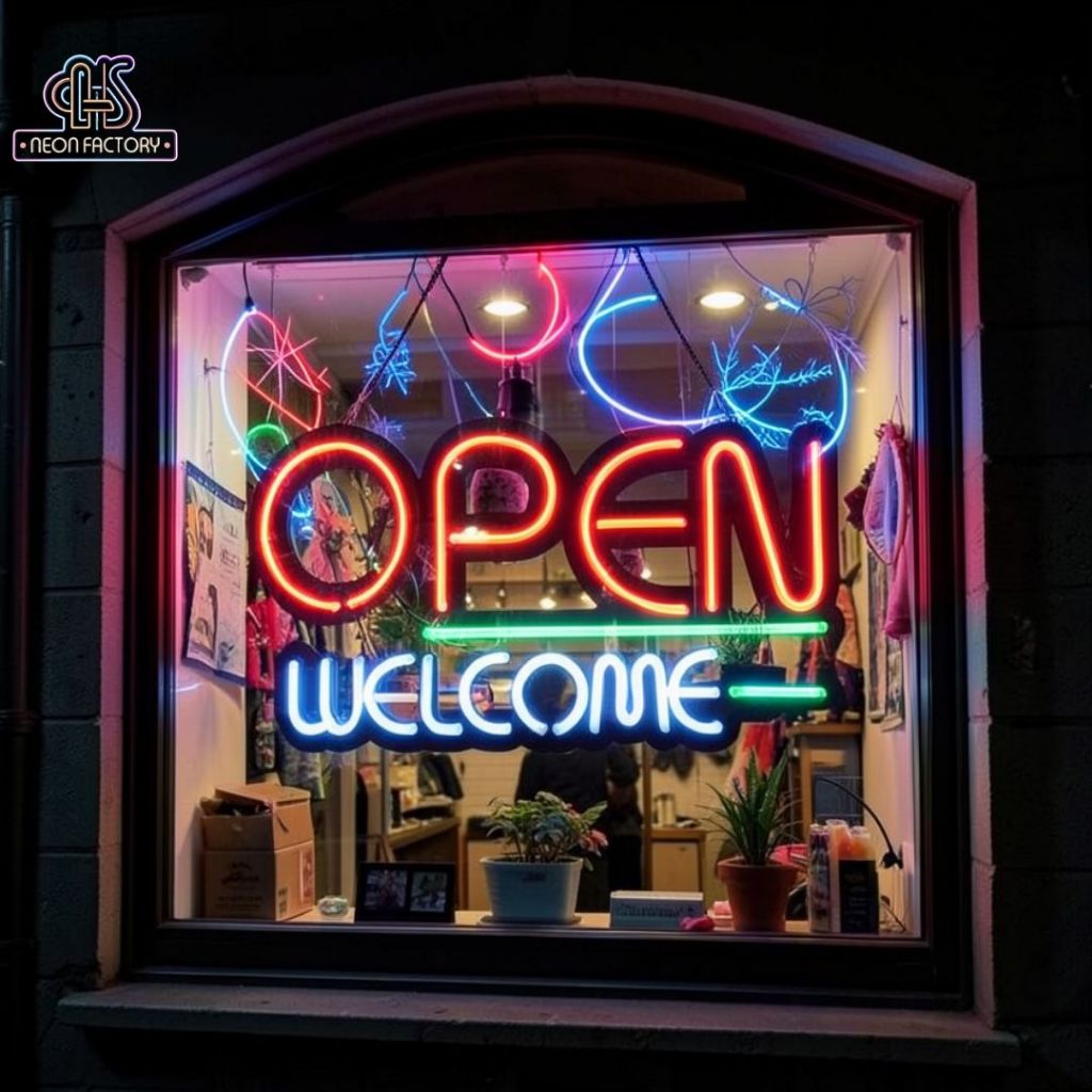 Open welcome LED neon signs Shop Front Restaurant Store Bar Light Up ...