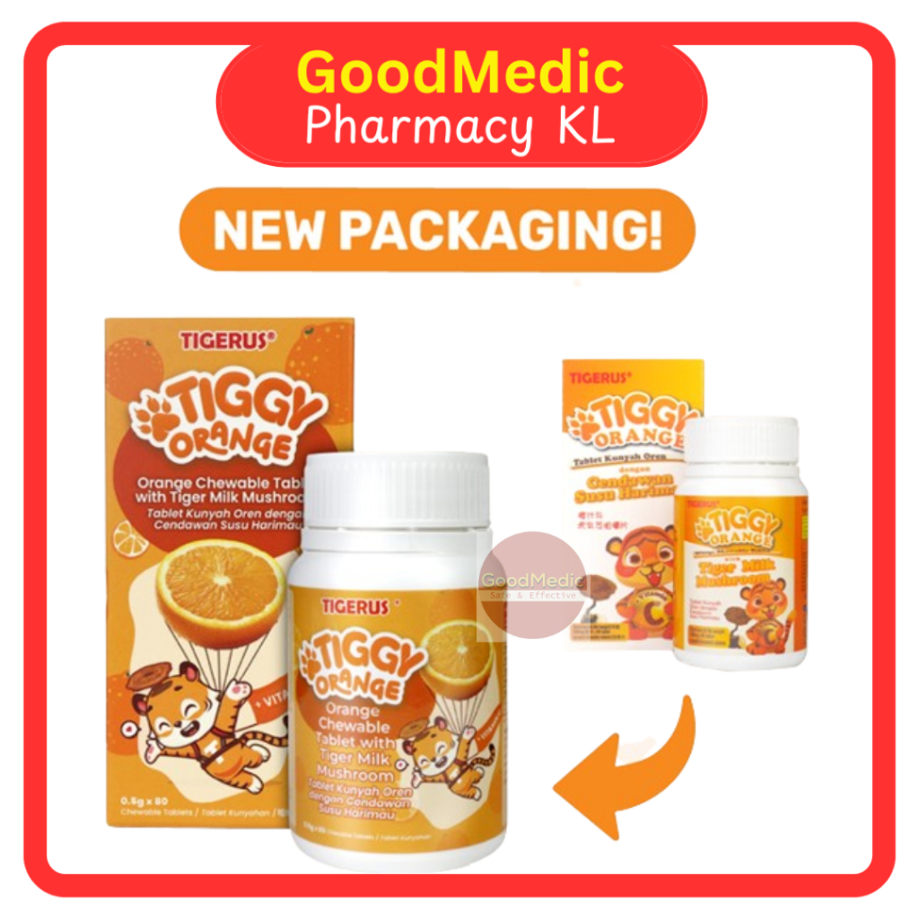 Tigerus Tiggy Orange 500mg Chewable Tablets 80's -Cendawan Susu Harimau ...