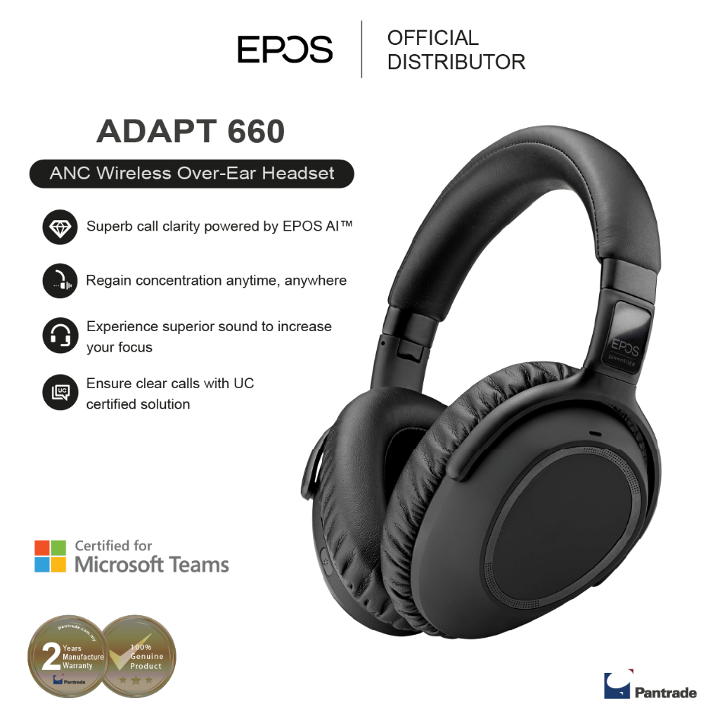 EPOS | Sennheiser ADAPT 660 Over-Ear Bluetooth Headset | Shopee Malaysia