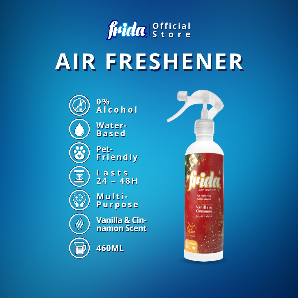 Frida 48H Air Freshener Cinnamon [460ml] 0% Alcohol Pet-Friendly Tahan ...