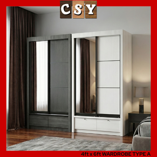 [CSY] Almari 4ft x6ft TYPE A Wardrobe 衣橱 | Almari Murah Mewah | 2 ...