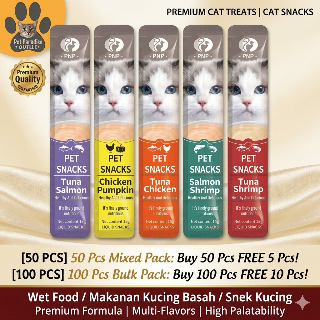 [50 PCS] AND [100 PCS] Premium Cat Treat Cat Snack Cat Stick Wet Food ...