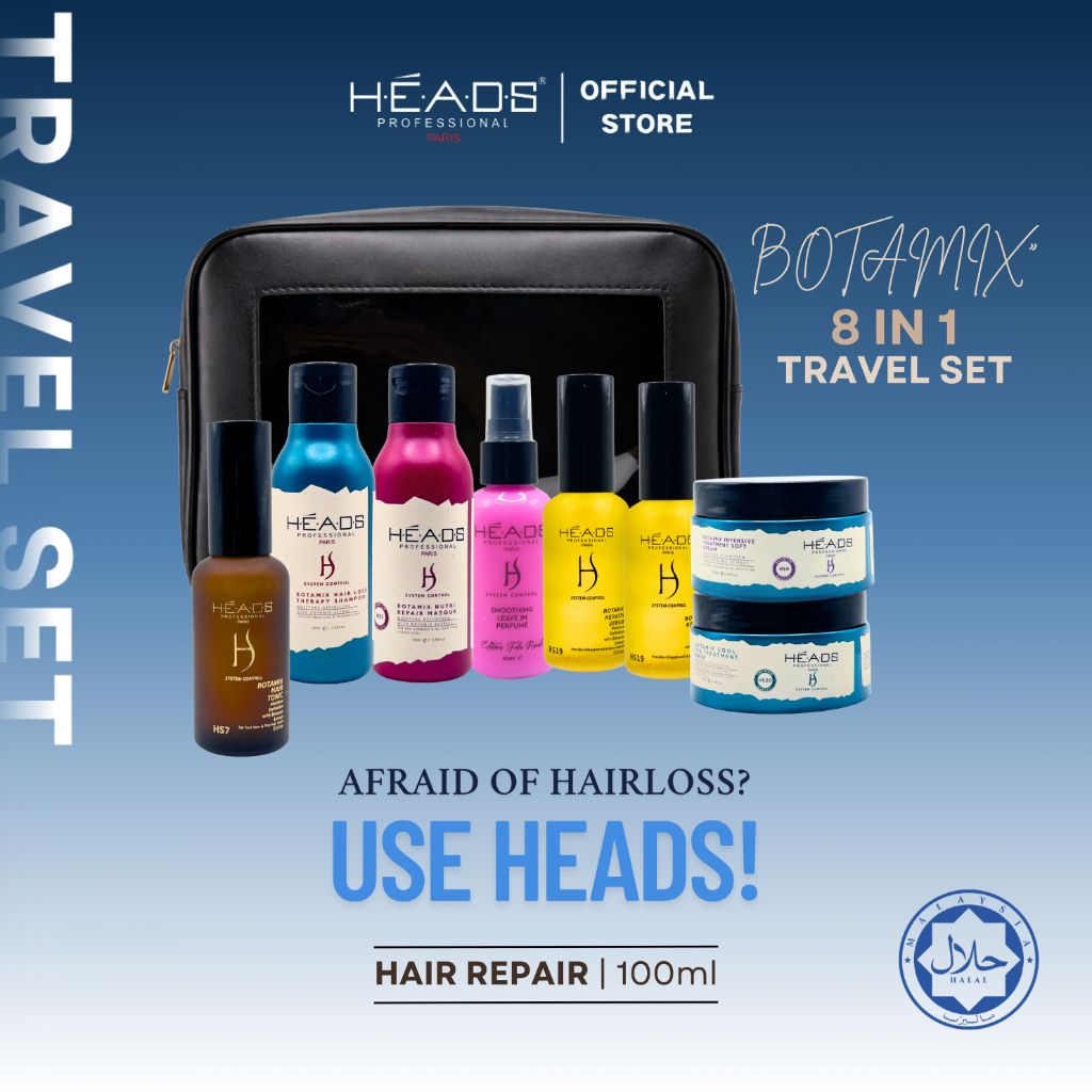 HEADS Botamix Miniature Shampoo Travel Set for Hair Loss Dandruff Oily ...