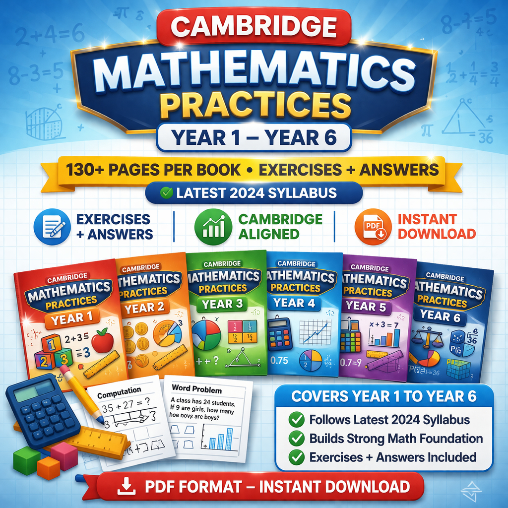 Cambridge Mathematics Practices Year 1–6 | 130+ Pages | Exercises ...