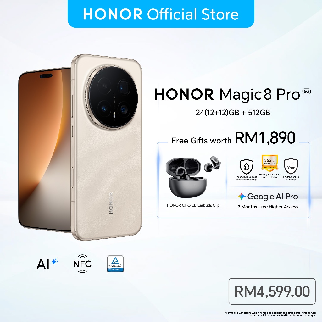 HONOR Magic8 Pro 5G Smartphone 24(12+12)GB+512GB / 32(16+16)GB+1TB 200MP Camera | Snapdragon®️ 8 Elite Gen 5