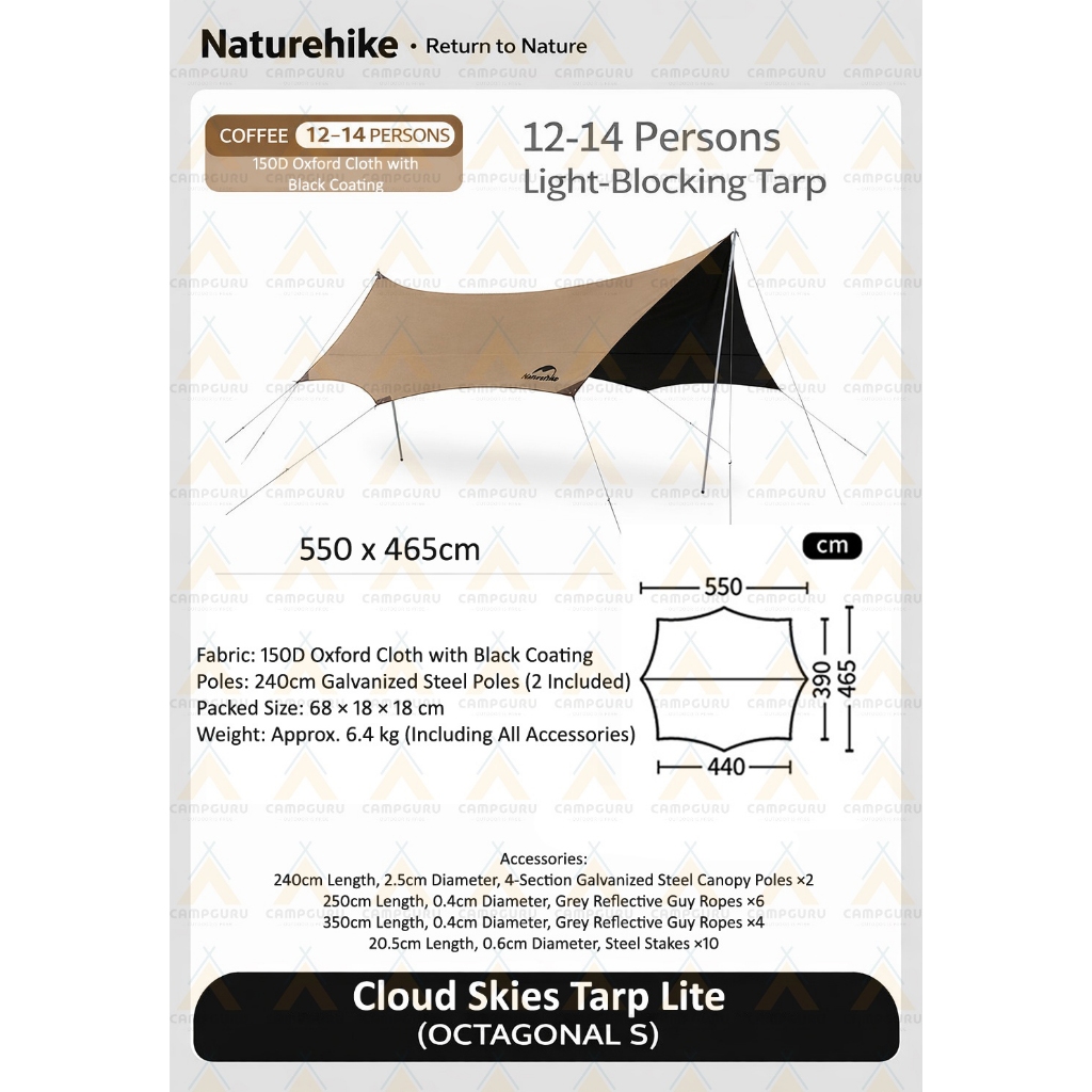 Naturehike Cloud Moraine (upgraded Cloud Skies 2024) Ti-Black