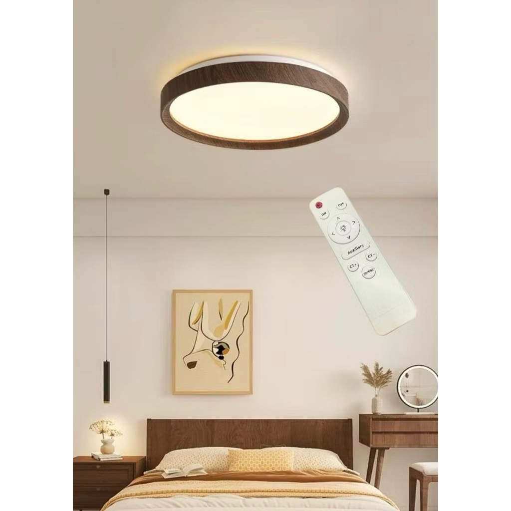 Led Nordic Ceiling Light Walnut Color Wood Color 50cm Surface Mounted ...