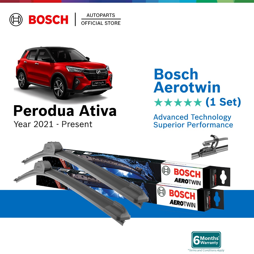 Bosch Aerotwin Retrofit U Hook Wiper Set for Perodua Ativa (21