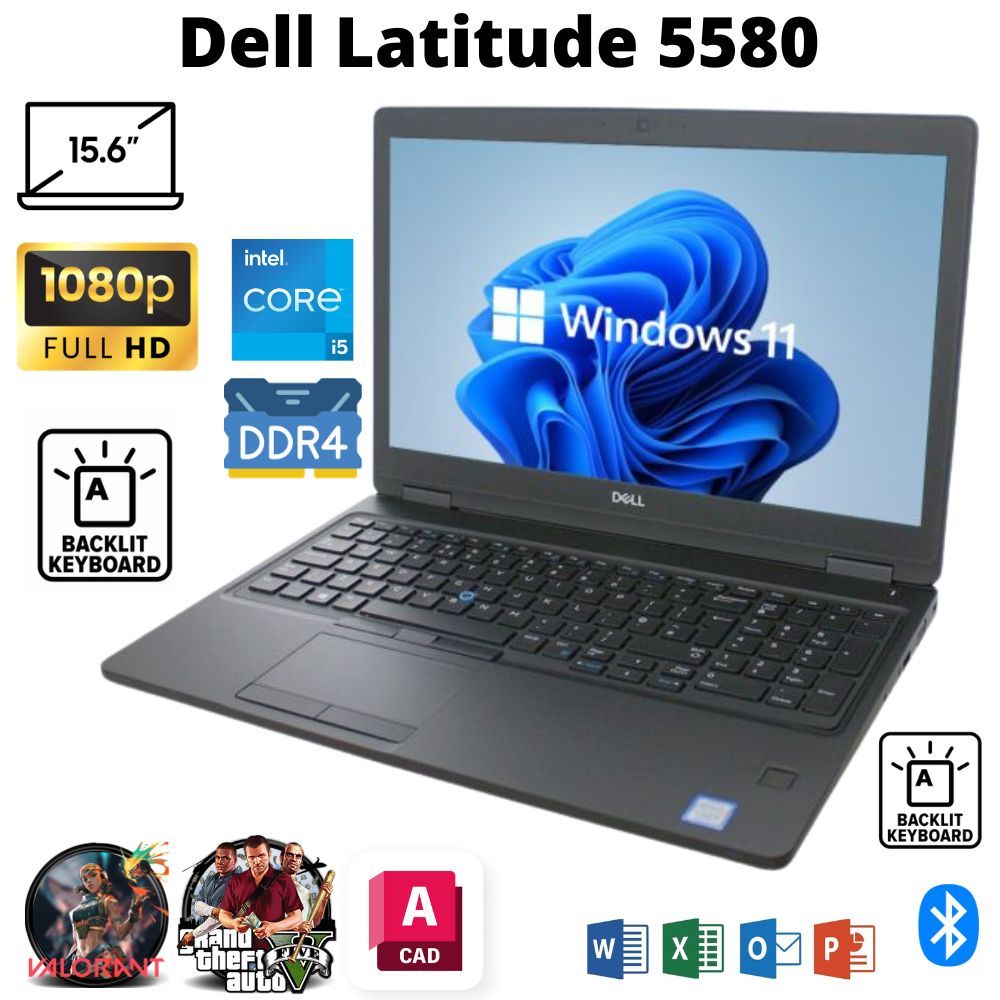 DELL LATITUDE 5580 BACKLIGHT KEYBOARD FULL HD WINDOW 11 PRO 8GB RAM ...