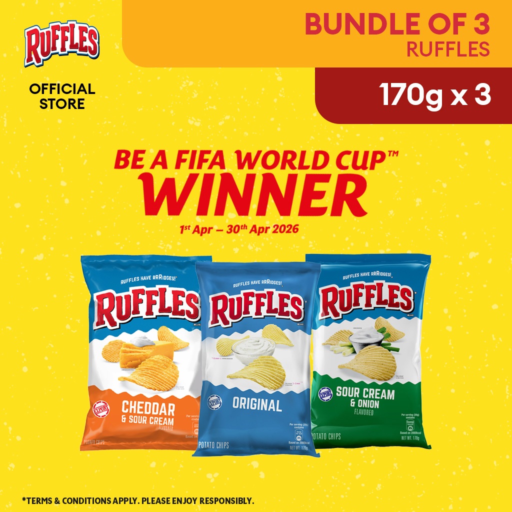 [Bundle of 3] Ruffles Potato Chips Original/ Cheddar & Sour Cream/ Sour ...