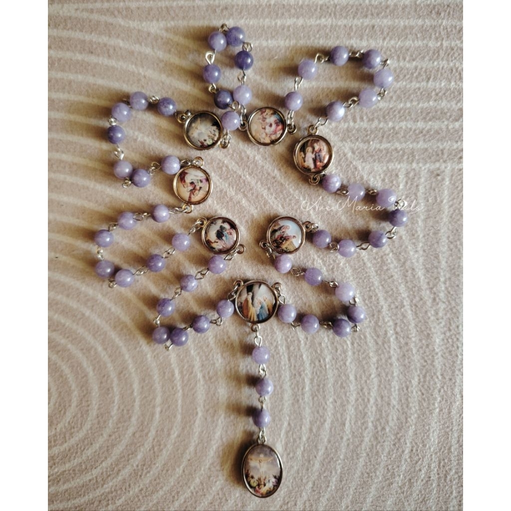 Seven (7) Sorrows Stone/ Glass Beads Rosary of the Blessed Virgin Mary ...