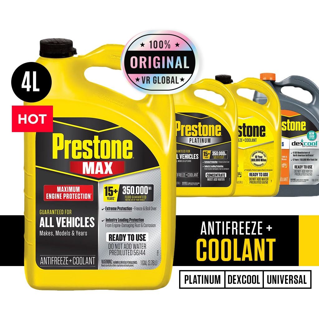 Prestone Antifreeze + Coolant - MAX / Platinum / All Vehicles / Dexcool ...