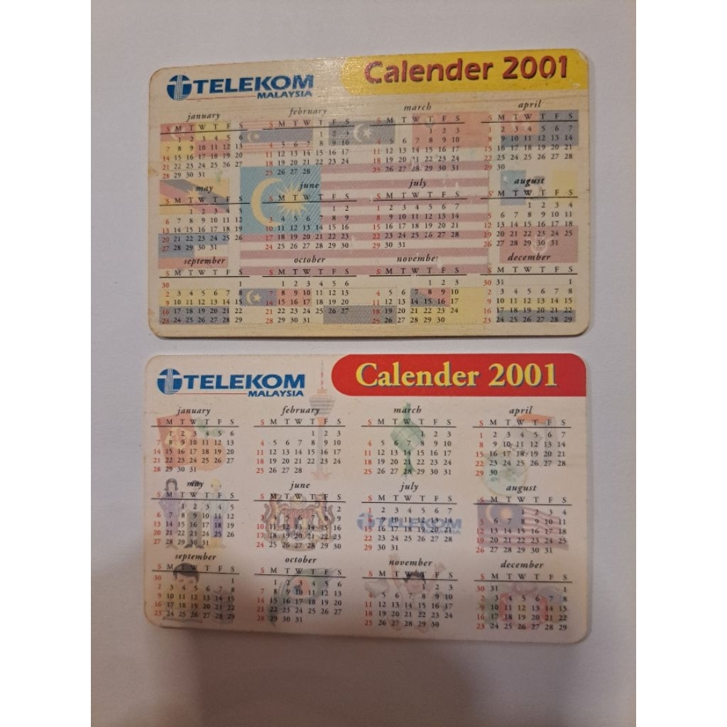 2 pcs [Calender 2001] Telekom Kadfon Phone Card Malaysia Public