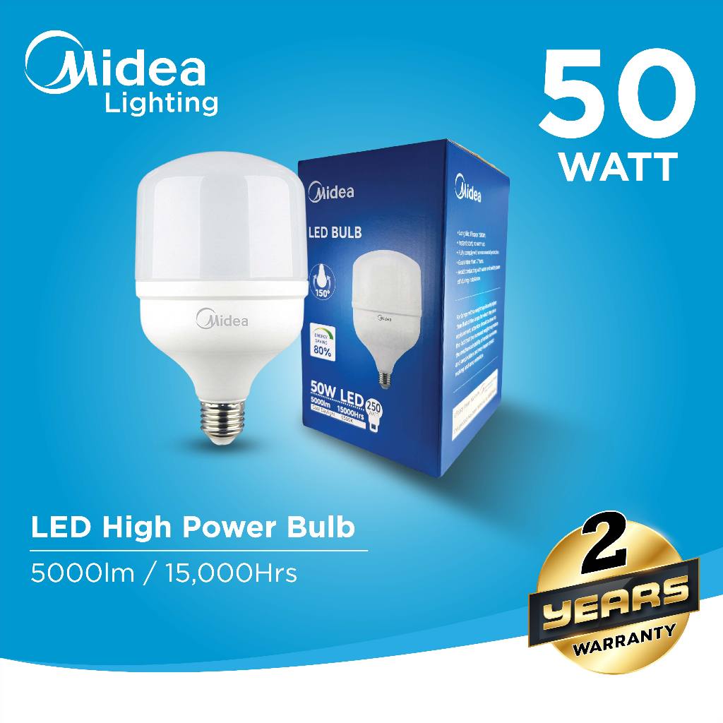 Midea Lighting T140 High-Power Bulb E27 White 6500K Daylight (50W ...