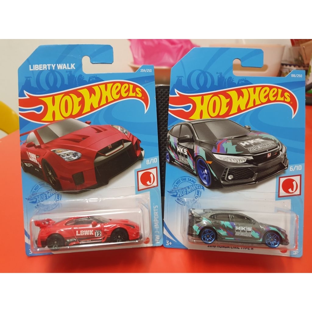 Hot wheels Nissan Gtr Lbwk Red & Honda Civic Type R HKS | Shopee Malaysia