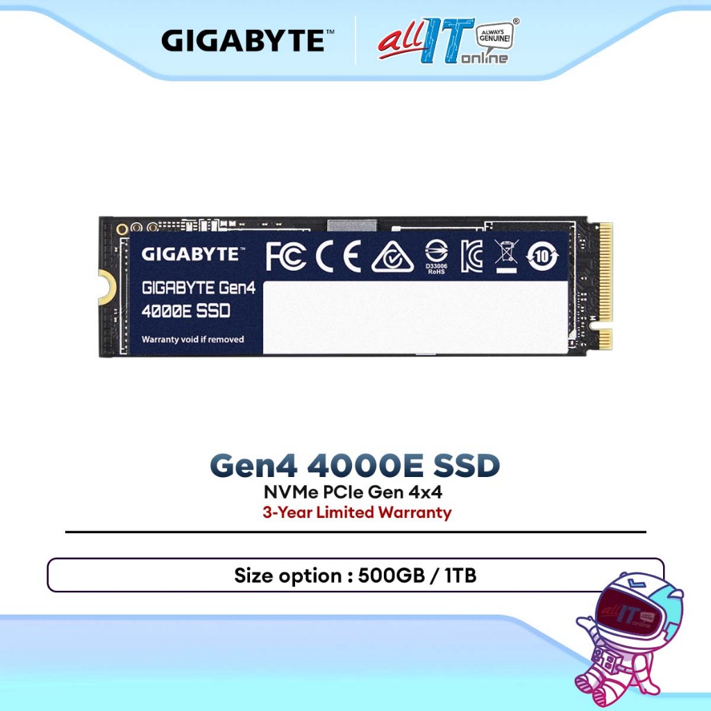 Gigabyte PCIe 4.0 NVMe SSD Gen4 4000E M.2 2280 for Desktop PC & Laptop ...