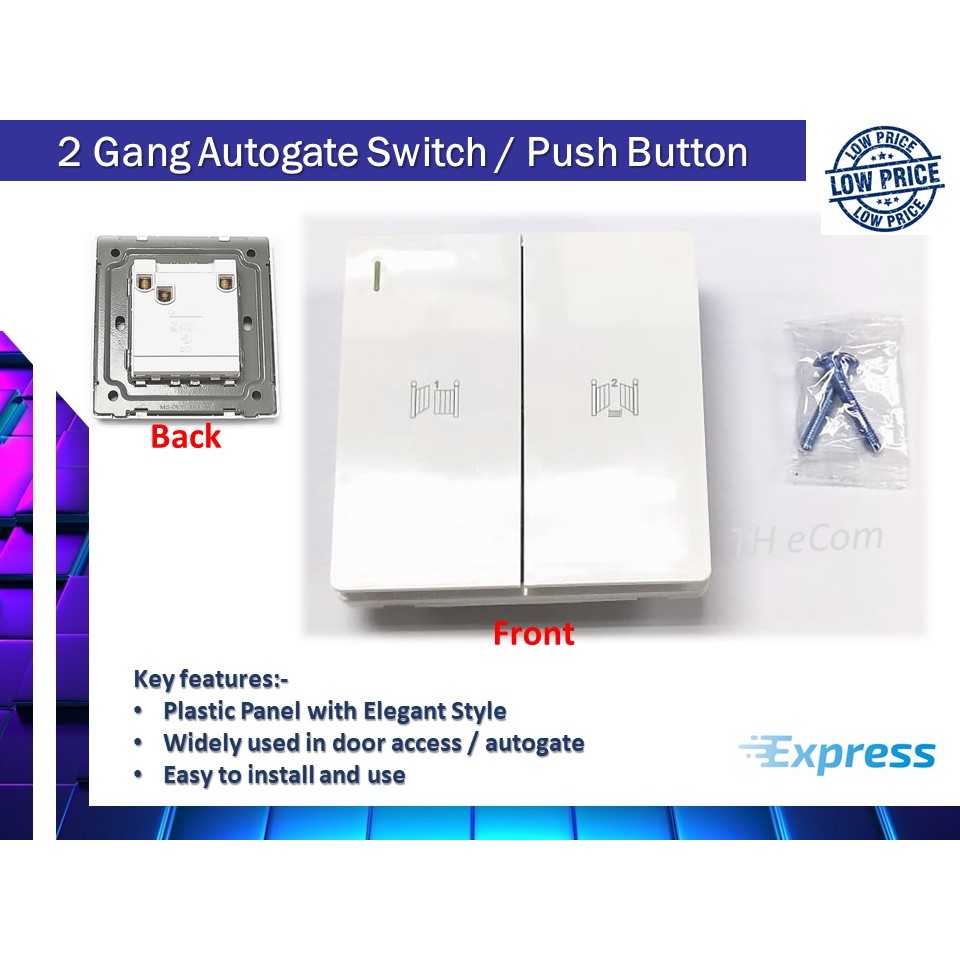 2 Gang Autogate Switch / Push Button For Door Access / Autogate System ...
