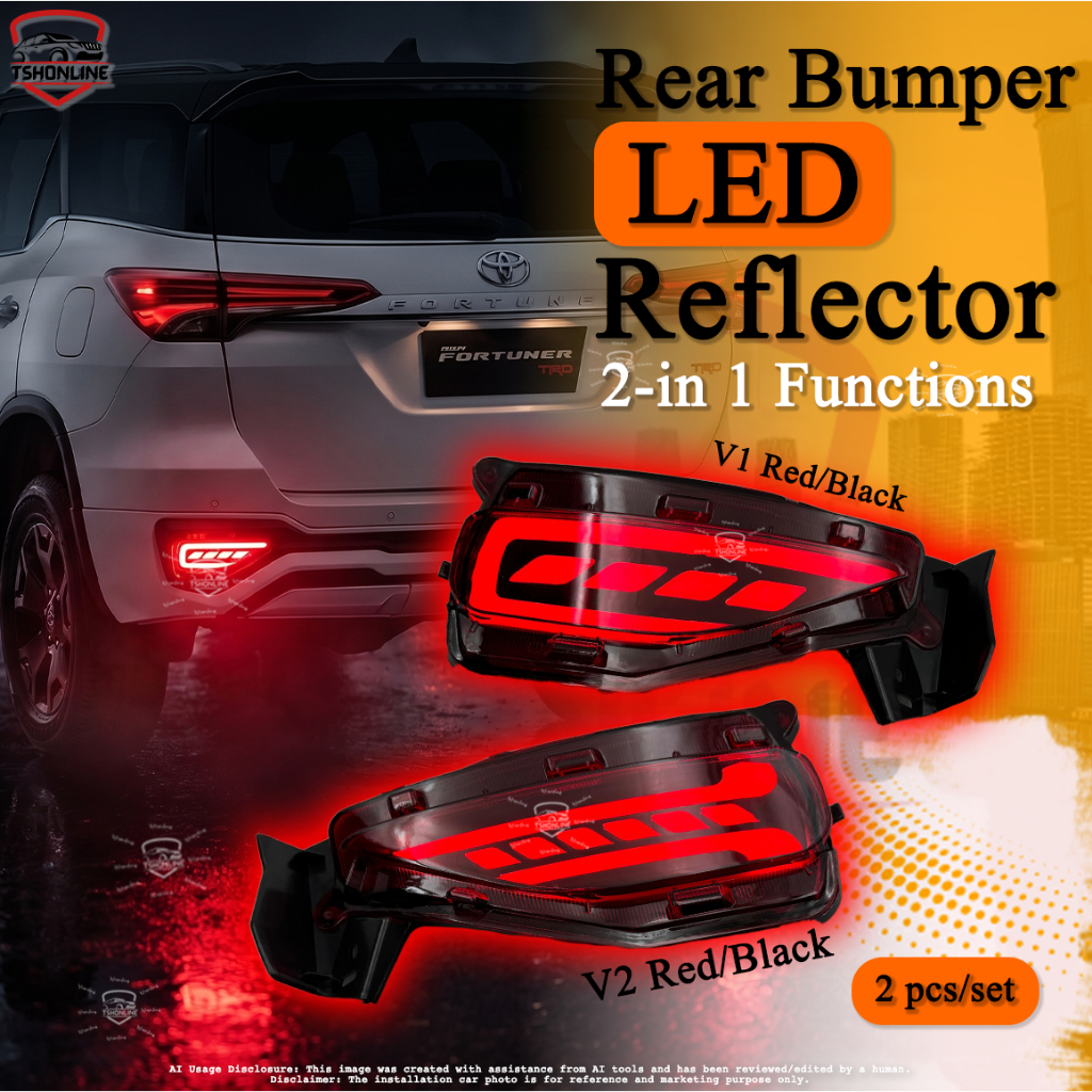 Toyota Fortuner 2016-2023 Rear Bumper Reflector With Signal Running (2 ...