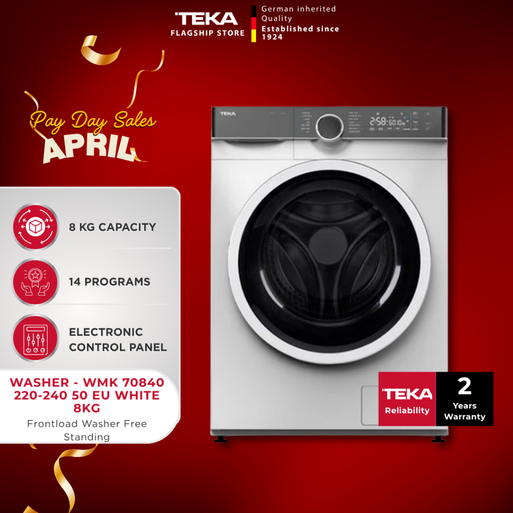 TEKA WASHER - WMK 70840 220-240 50 EU WHITE 8KG Frontload Washer Free ...