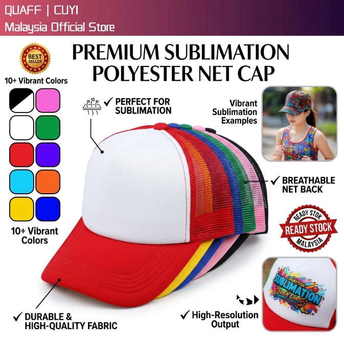 QUAFF Sublimation Printable Polyester Net Mesh Trucker Cap | Shopee ...