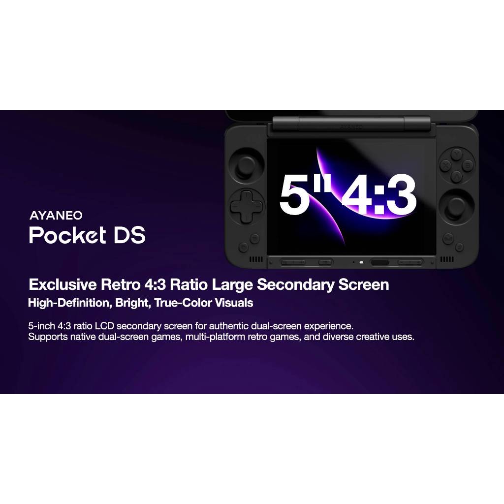 AYANEO Pocket DS Portable Game Console with Double Screen 8GB Ram