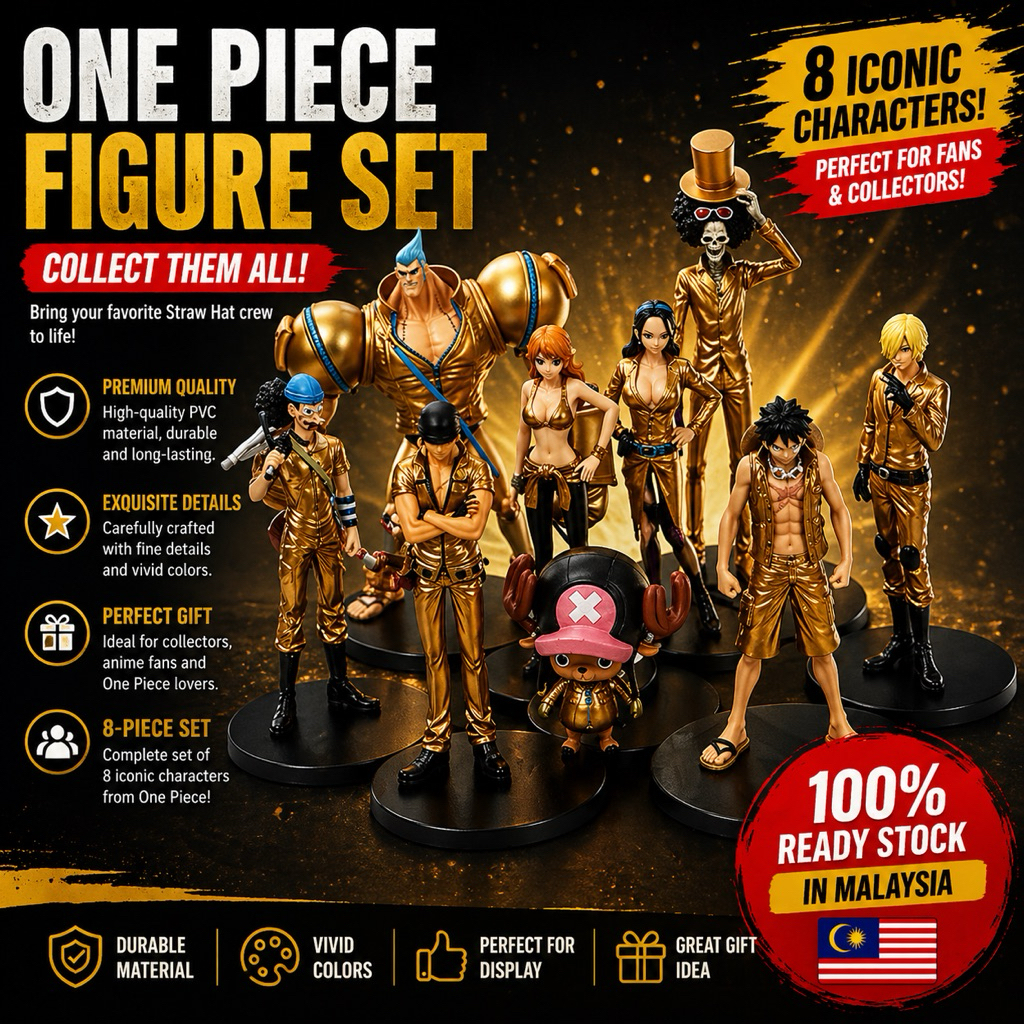 9Pcs Gold Collection Anime One Piece Film Gold Ver. Luffy Chopper