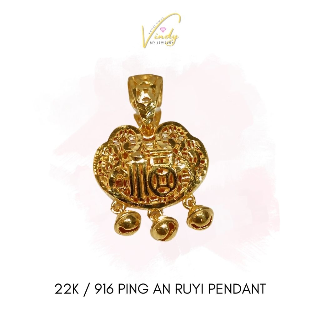 VINDYMY 916/22K PENDANT PING AN RUYI LONGEVITY SAFETY LOCK | Shopee ...
