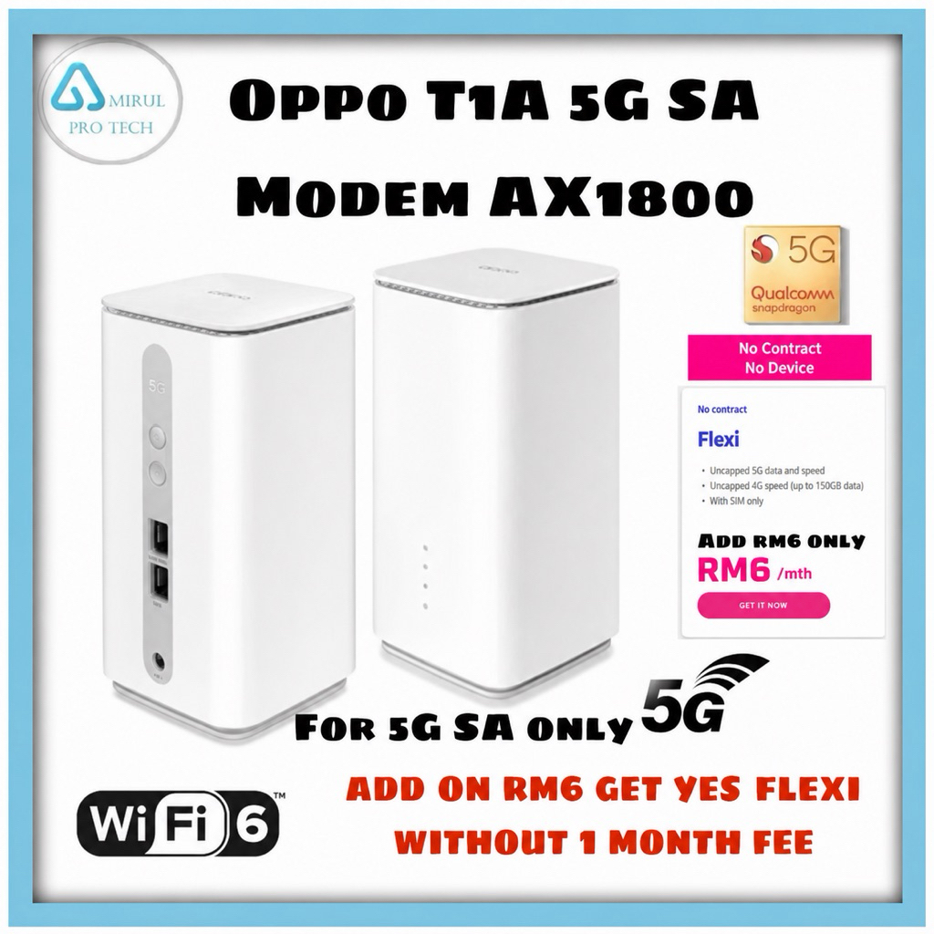 Modem 5G Oppo T1a | WiFi6 High Speed Router | Qualcomm SDX55 | SA ...