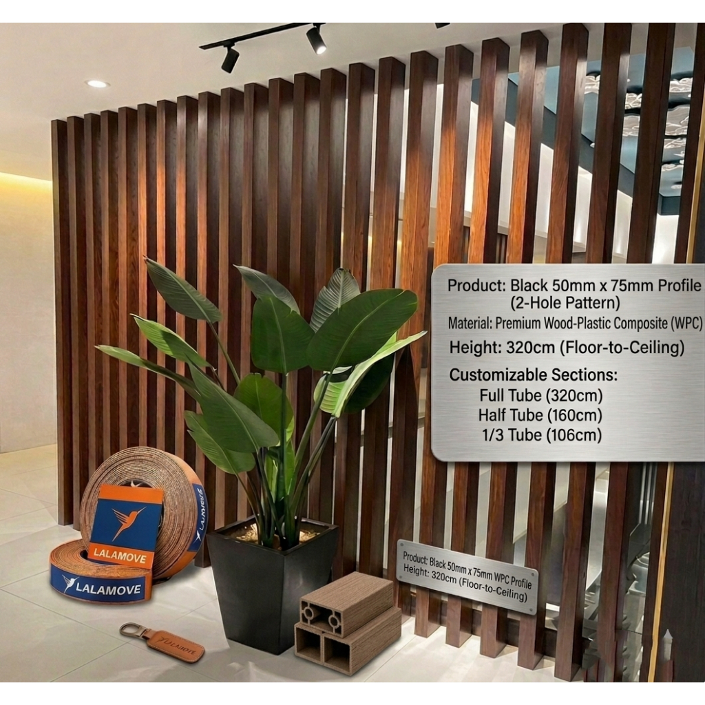 WPC Column Divider Tube Wall Flutted Partition KYK Timber FIN | Shopee ...
