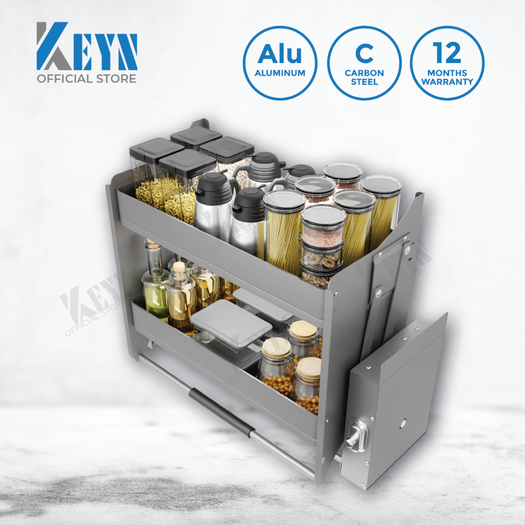KEYN Aluminum Alloy Kitchen Basket Soft Close Elevator Lift-Down Pull ...