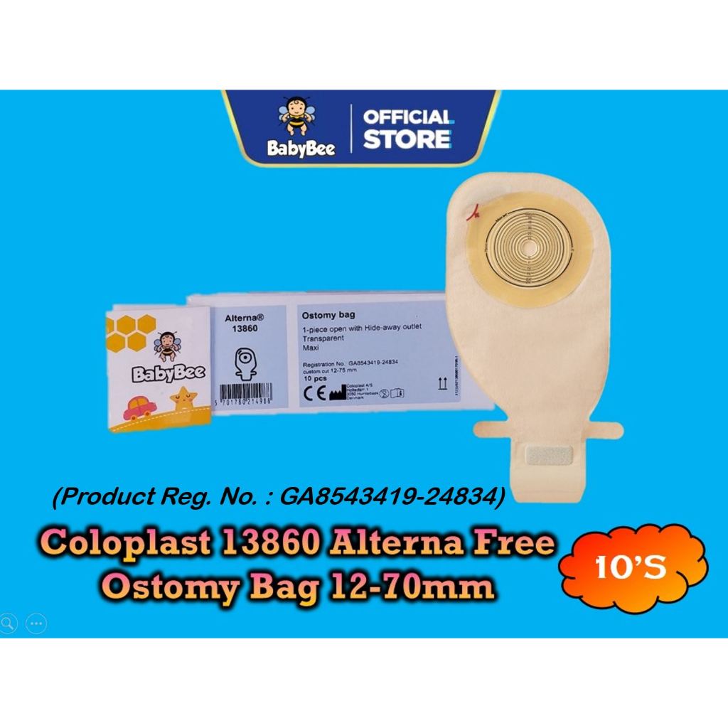 Coloplast 13860 Alterna Free Ostomy Bag 12-70mm 10s (Transparent ...