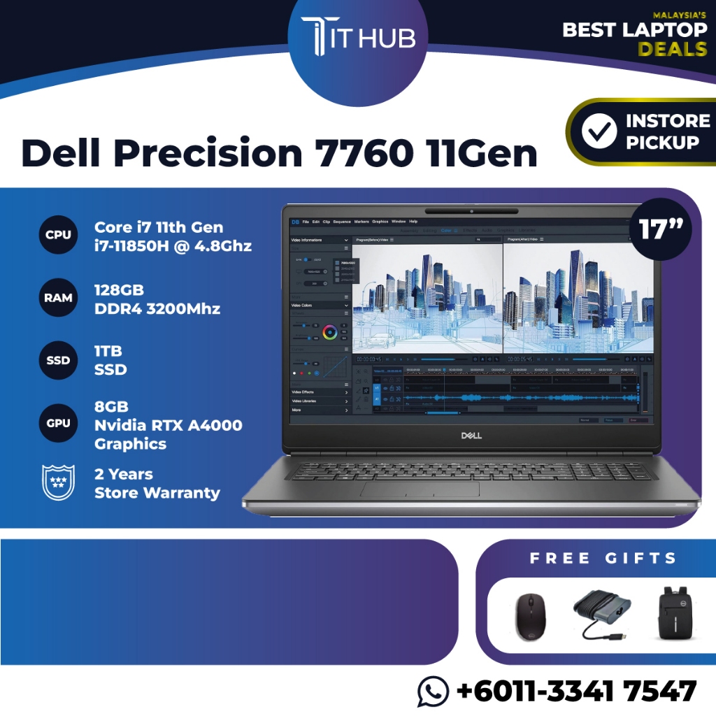 Dell Precision 7760 Engineering Workstation i7 11th Gen 128GB RAM ...