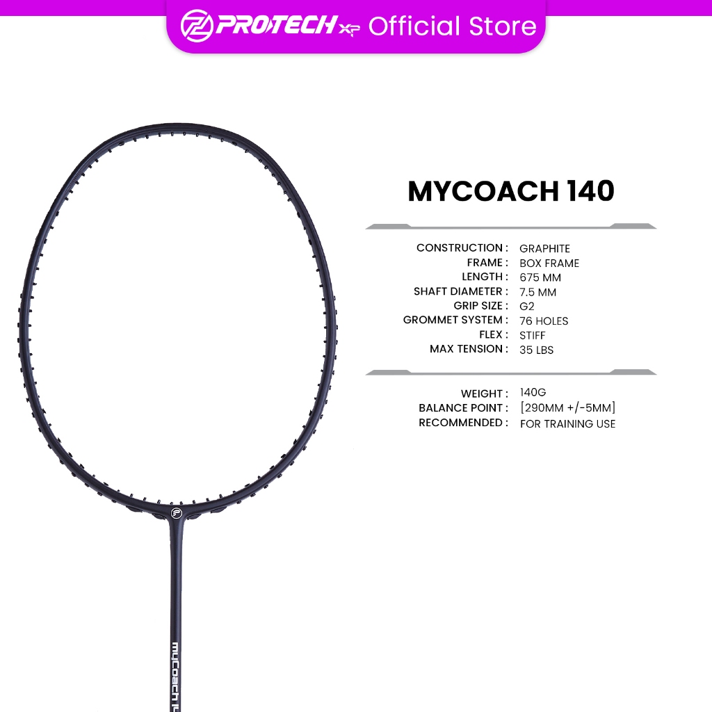 PROTECH MY COACH 140 (MAX 35LBS) Badminton Training Racket | Shopee ...