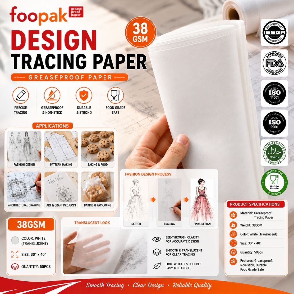 (50pcs) Design Tracing Paper Greaseproof Paper Butter Paper Kertas ...