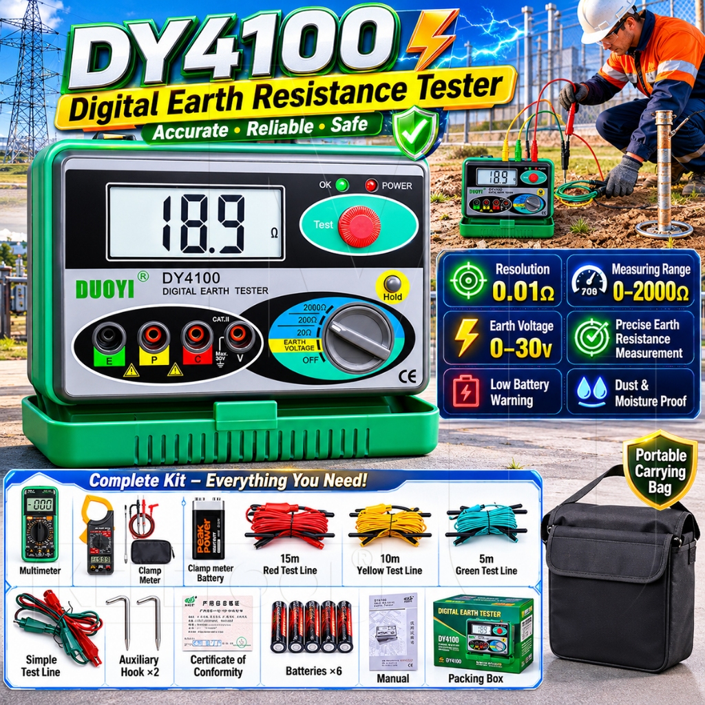 DY4100 Kyoritsu Earth Tester Digital Resistance Tester Earth Ground ...