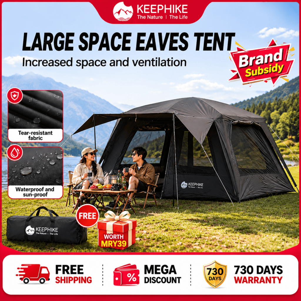 KEEPHIKE Camping tent - Large size - Foldable - Waterproof, windproof ...