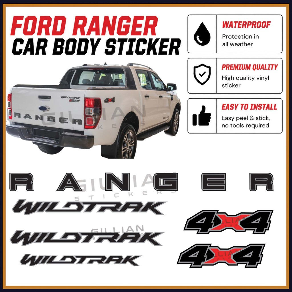 Sticker Car Body Ford Ranger Raptor Design 3 Decal Set Pelekat Wildtrak ...