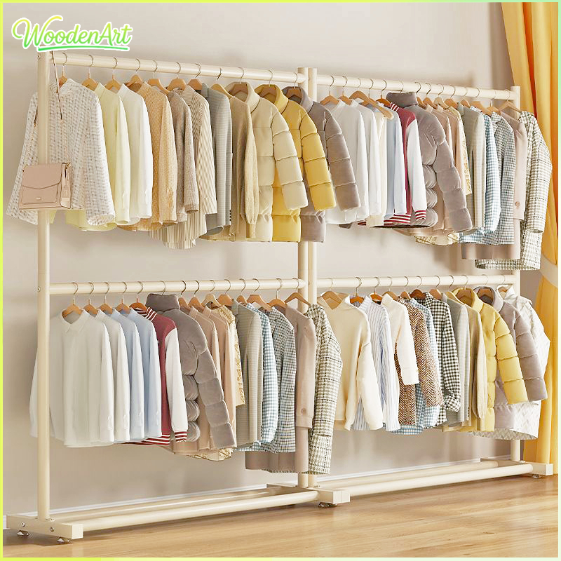 2-Layer Steel Structure Hanging Organizer Rack Rak Baju Ampaian Baju ...